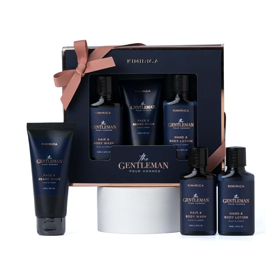 Kimirica Gift For Men Gentlemen Bath Care Trio Gift Set For Men's |Premium Bath & Body Gift Set For Husband & Boyfriend, Gift Kit for Brother Son Set of 3