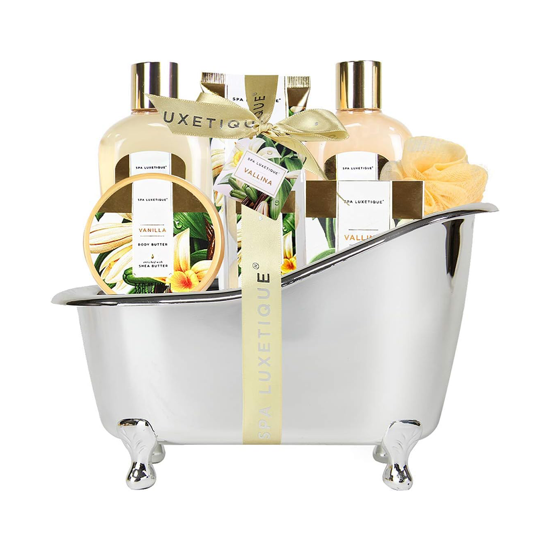 Spa Luxetique Vanilla Bath & Body Gift Set for Women 8 Pcs Relaxing Self Care Set