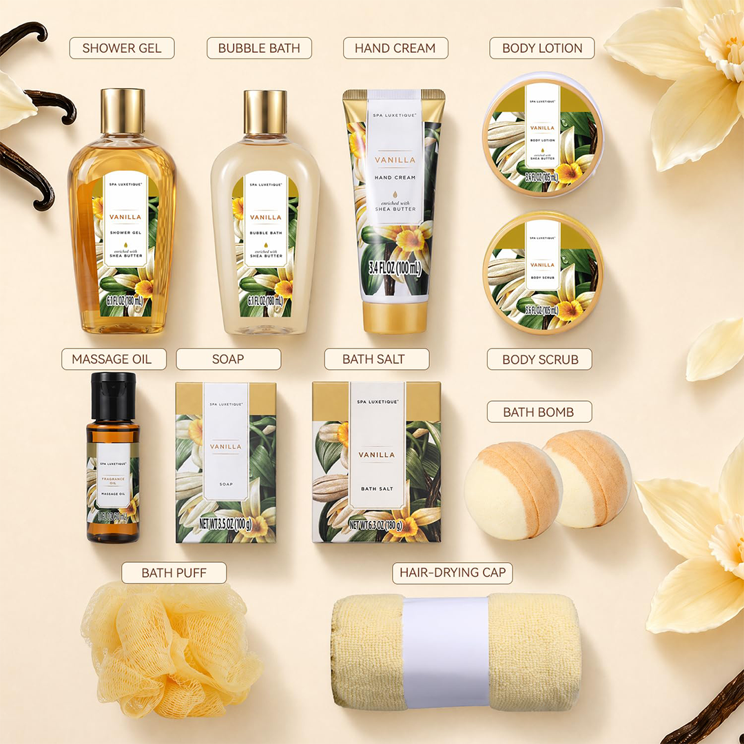 Spa Luxetique Vanilla Spa Gift Set for Women (12 PCS)