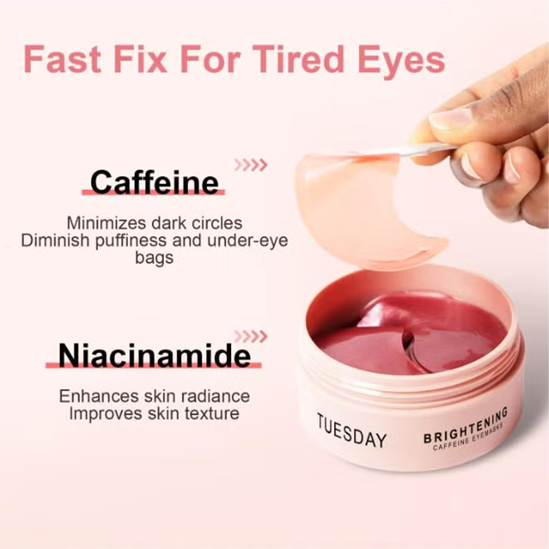 KEDAZM Caffeine Eye Patches for Dark Circles & Puffiness Brightening Under Eye Masks 30 Pairs