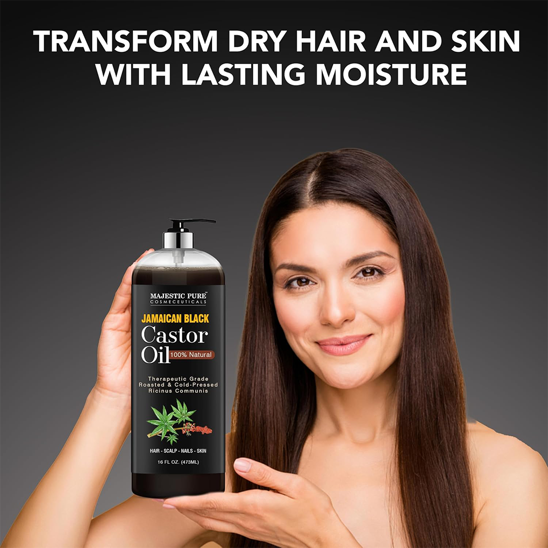 Majestic Pure Jamaican Black Castor Oil Hair Growth & Skin Care Oil, 437 ml