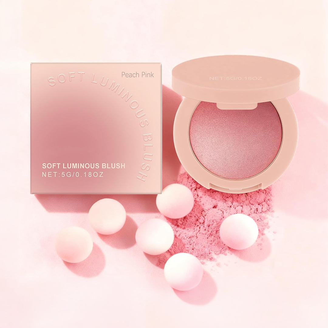 Peach Pink Soft Luminous Blush, High-pigment Color, Long-Lasting Powder Blush, Lightweight, Natural Radiance, Smooth, Blendable, Long-lasting All-Day Face Enhancing Makeup Color, Daily Wear