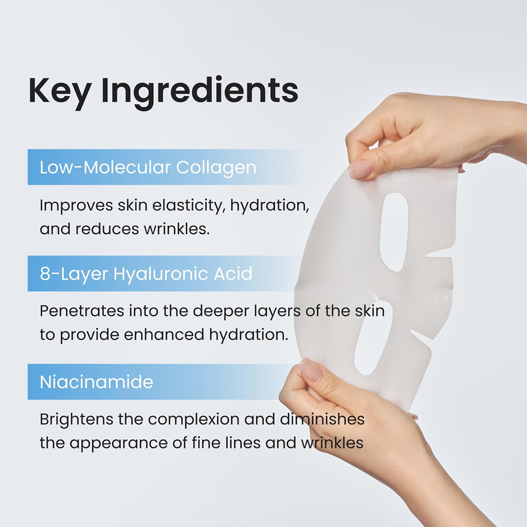 Lepique Luxury Spa-Grade Collagen Overnight Mask 4 Sheets Authentic Korean Premium Overnight Face Mask, Highest Serum Content Hydrating Sheet Mask with Hyaluronic Acid & Niacinamide for Radiance
