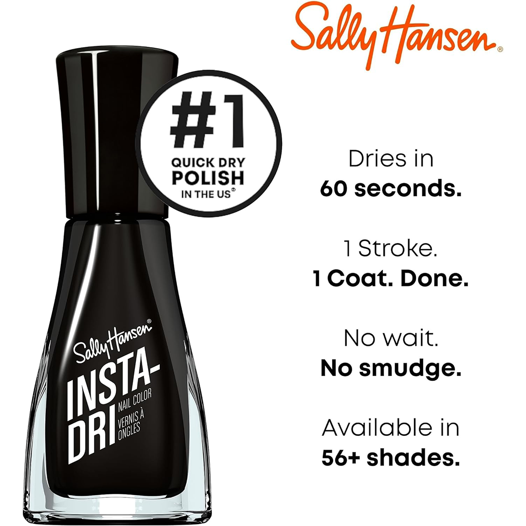 Sally Hansen Insta-Dri Nail Polish Fast Dry Black Shade, 0.31 fl oz