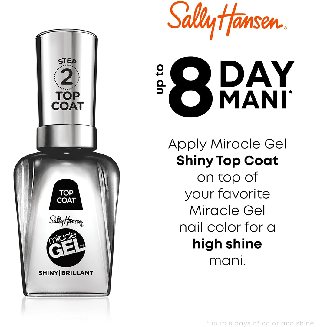 Sally Hansen Miracle Gel Top Coat Long-Lasting Gel Shine Finish, 0.5 fl oz