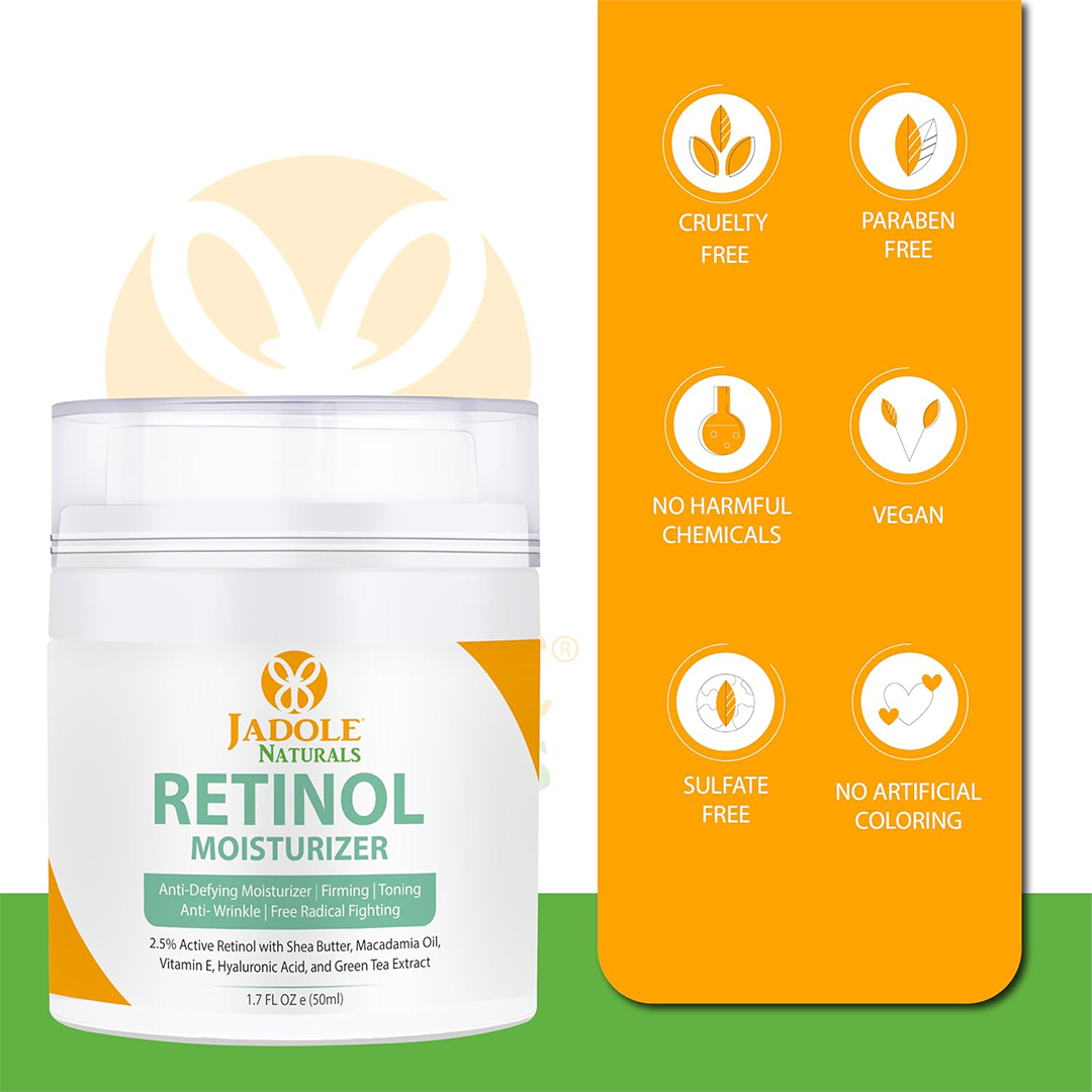 Jadole Naturals Retinol Moisturizer Cream Anti-Wrinkle Firming & Toning Cream for Face & Eye | 50 mL