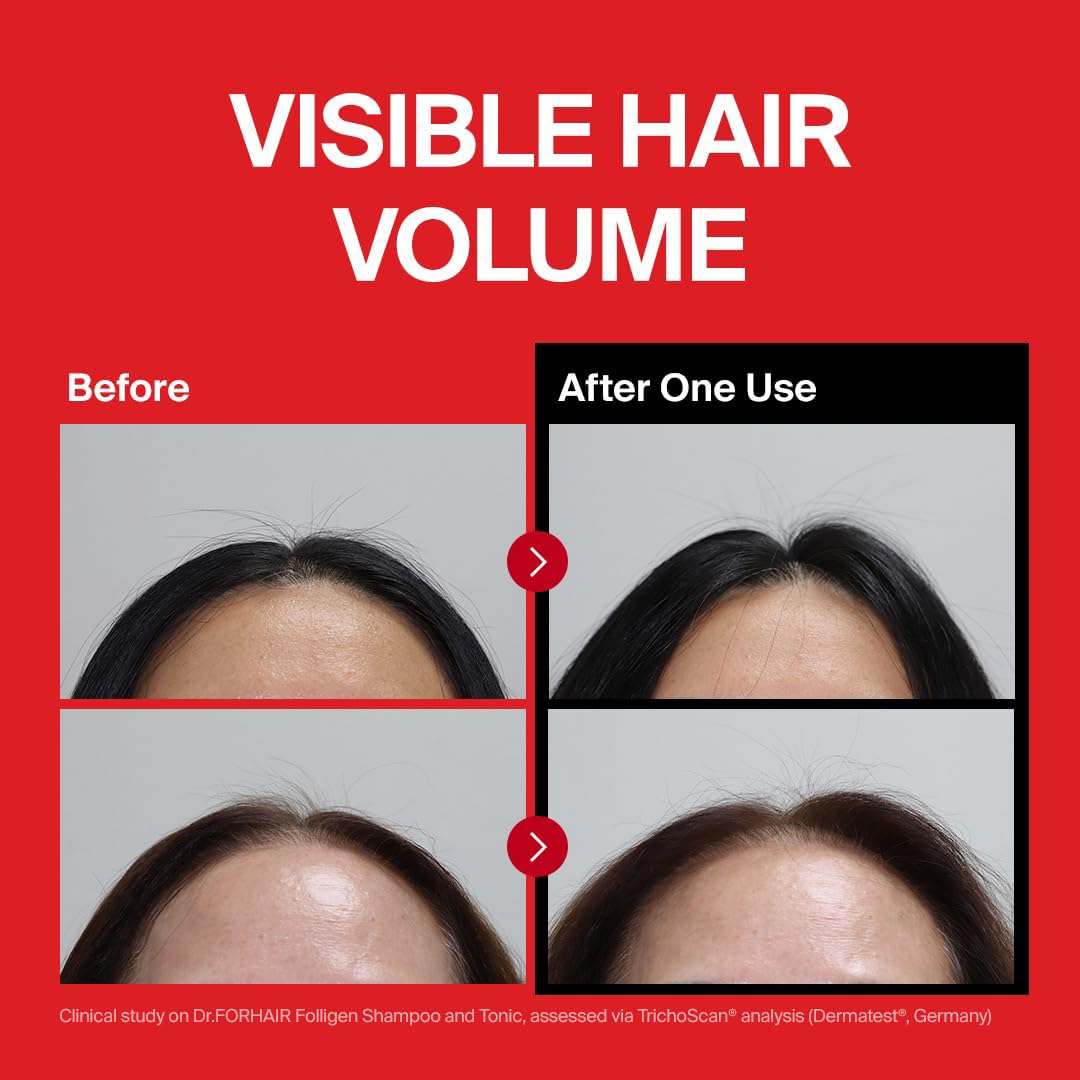 Dr.FORHAIR Folligen Biotin Shampoo Hair Loss & Thinning Support, Volume & Strength 16.9oz