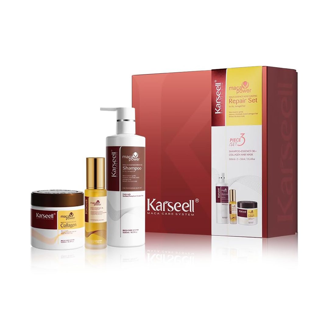 Karseell Collagen Hair Care Set Shampoo, Mask & Argan Oil for Damaged Hair
