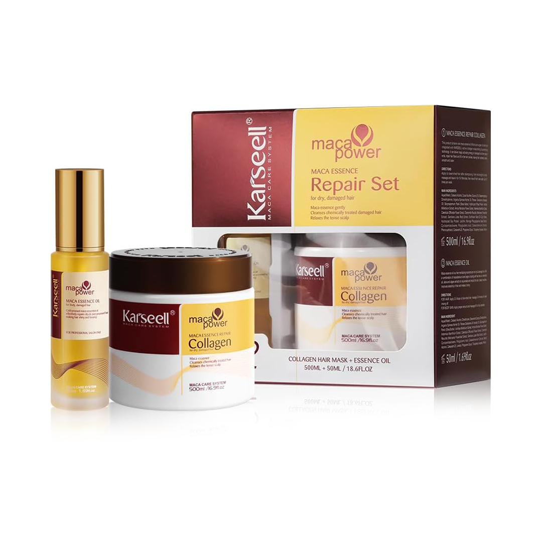Karseell Collagen Hair Treatment Set Deep Repair Hair Mask & Argan Oil for Damaged Hair