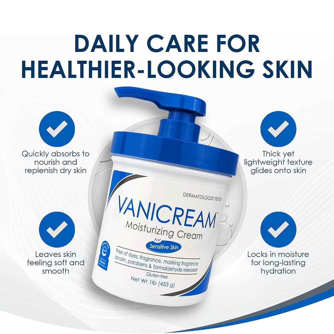 Vanicream Moisturizing Skin Cream with Pump Gentle Hydrating Cream for Sensitive Skin 16oz