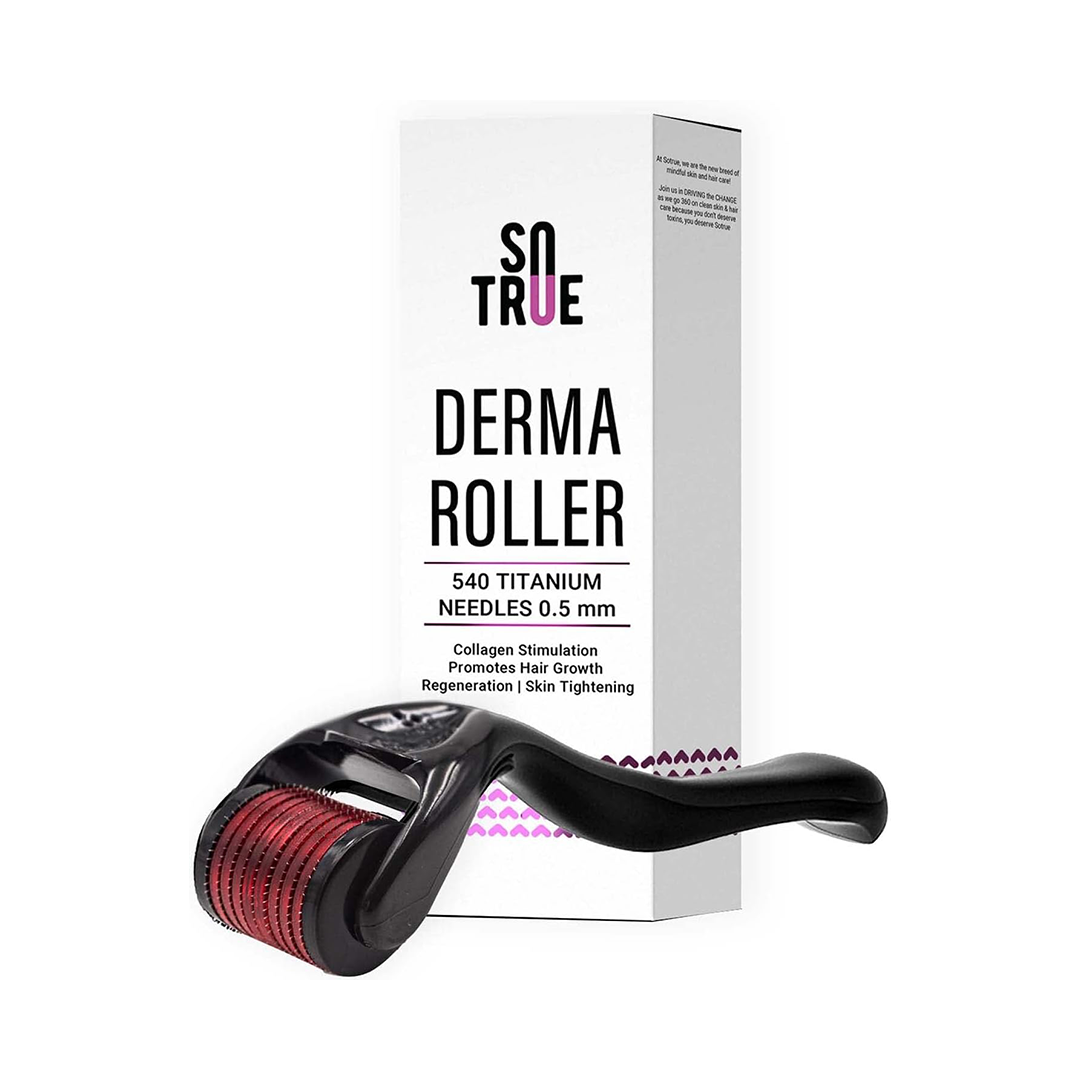 Sotrue Derma Roller (0.5mm) 540 Titanium Needles for Hair & Skin Restoration