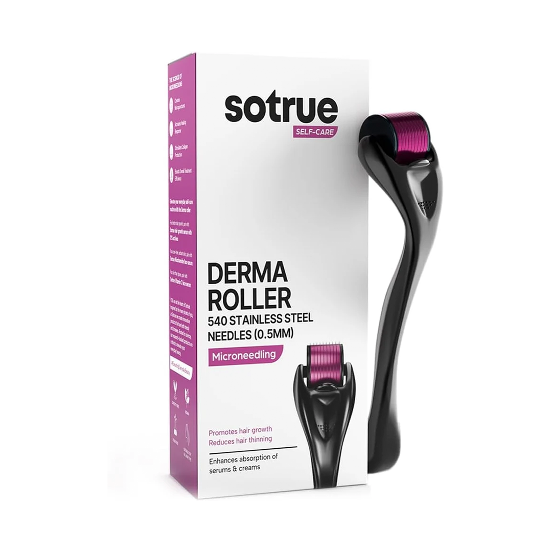 Sotrue Derma Roller (0.5mm) 540 Titanium Needles for Hair & Skin Restoration