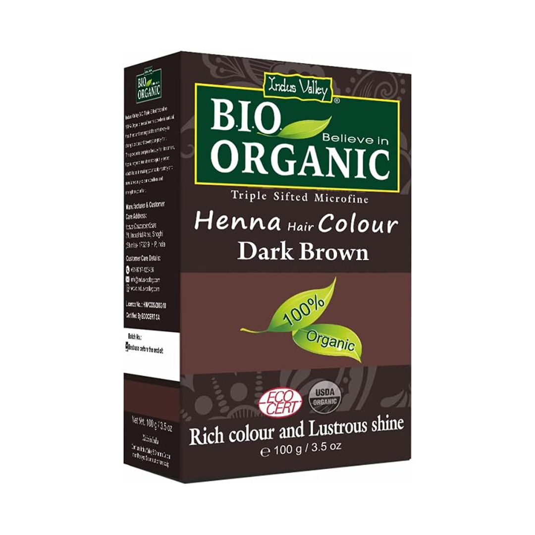Indus Valley Bio Organic Natural Henna (Dark Brown) The "Chemical-Free" Gray Cover