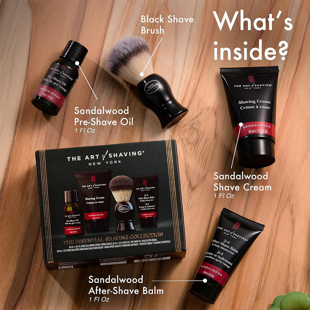 The Art of Shaving Sandalwood 4-in-1 Trial Kit Pre-Shave, Cream, Brush & Balm