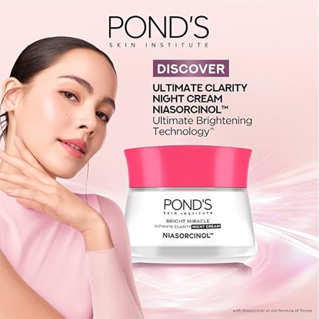 PONDS Bright Beauty Serum Night Cream 50g with Niacinamide Vitamin E & Glycerin for Skin Brightening and Hydration