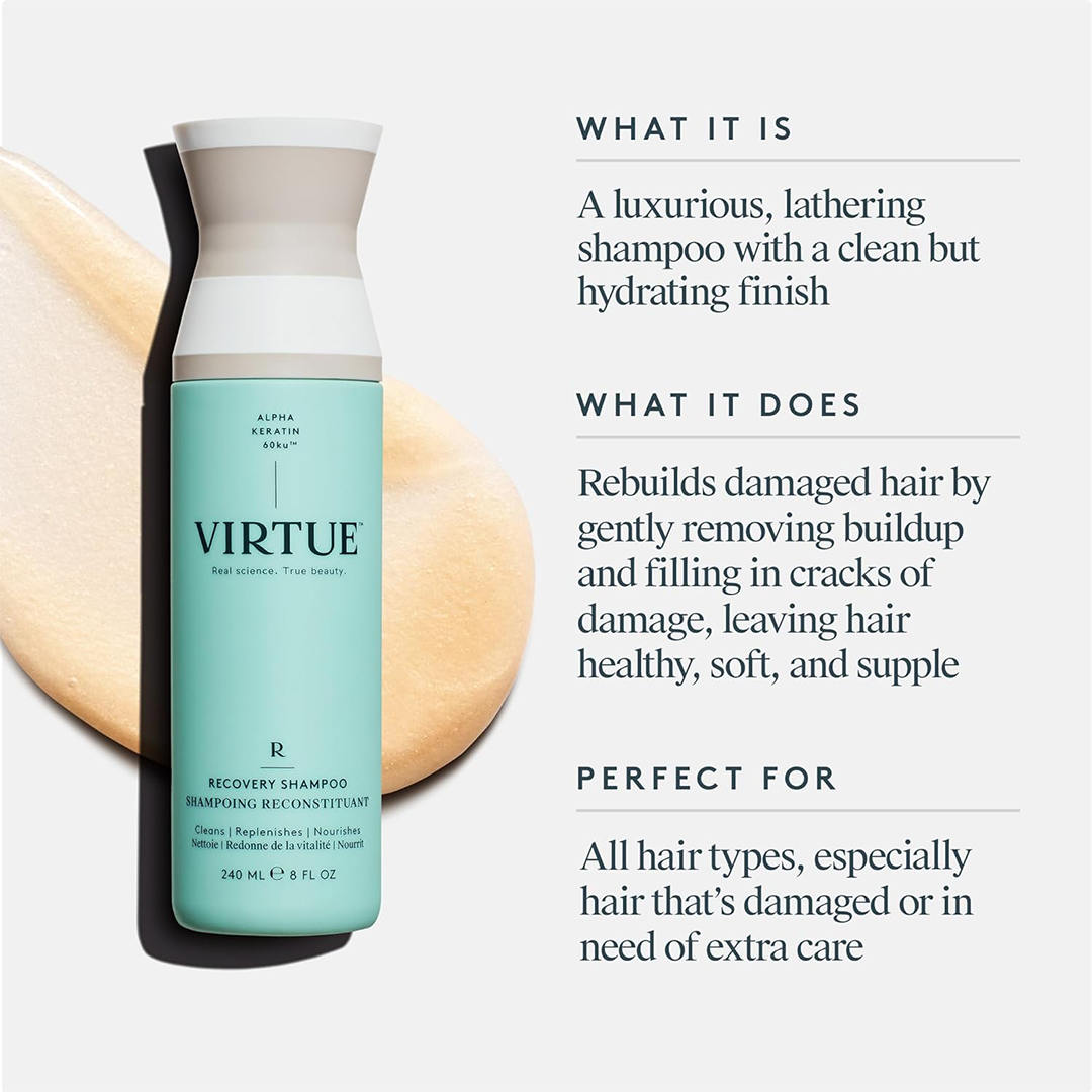 VIRTUE Recovery Sulfate-Free Shampoo Keratin & Baobab Oil for Damaged Hair
