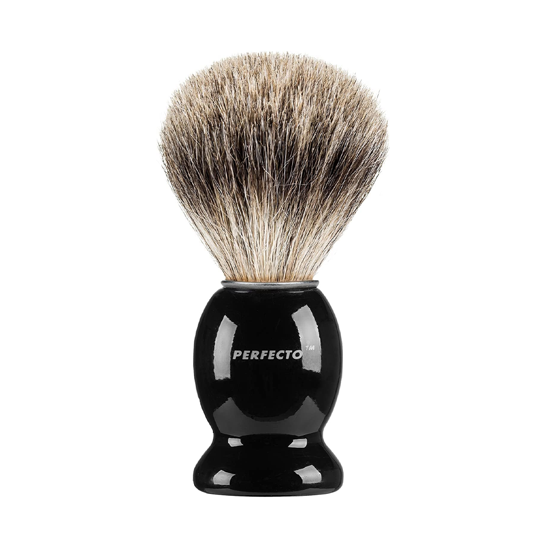 Perfecto 100% Pure Badger Shaving Brush Black Handle, Premium Shave Tool