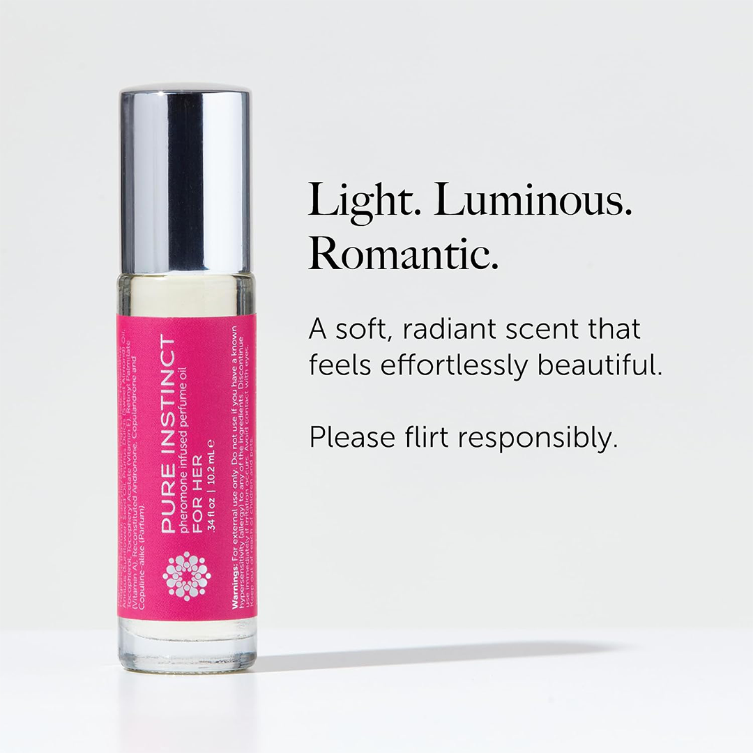 Pure Instinct Roll-On Original Pheromone-Infused Essential Oil Perfume for Women, TSA-Ready