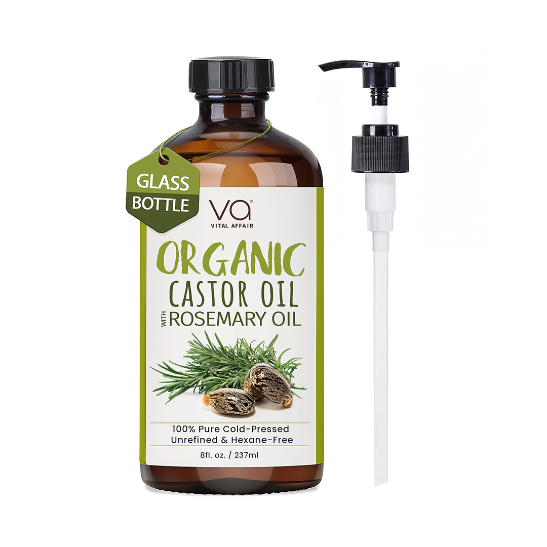 VITAL AFFAIR Organic Castor Oil with Rosemary Hair Growth Oil, 8 oz