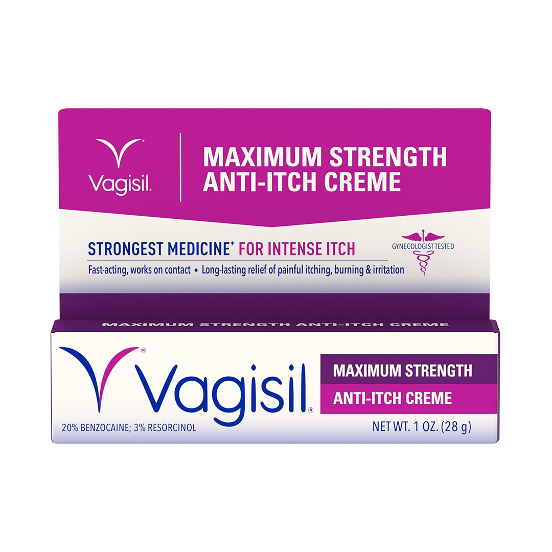 Vagisil Maximum Strength Anti-Itch Feminine Cream with Benzocaine Fast Relief for Vaginal Itching & Irritation | Gynecologist Tested