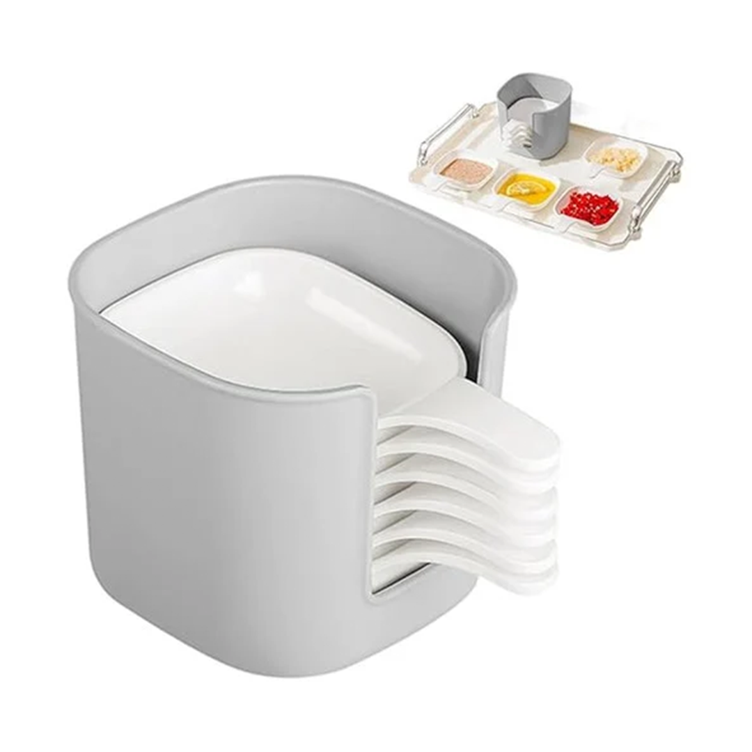 PINKE 6 PCS Dipping Sauce Plate Set with Storage Box Plastic Condiment Bowls for Sauces Snacks Fruits and Appetizers
