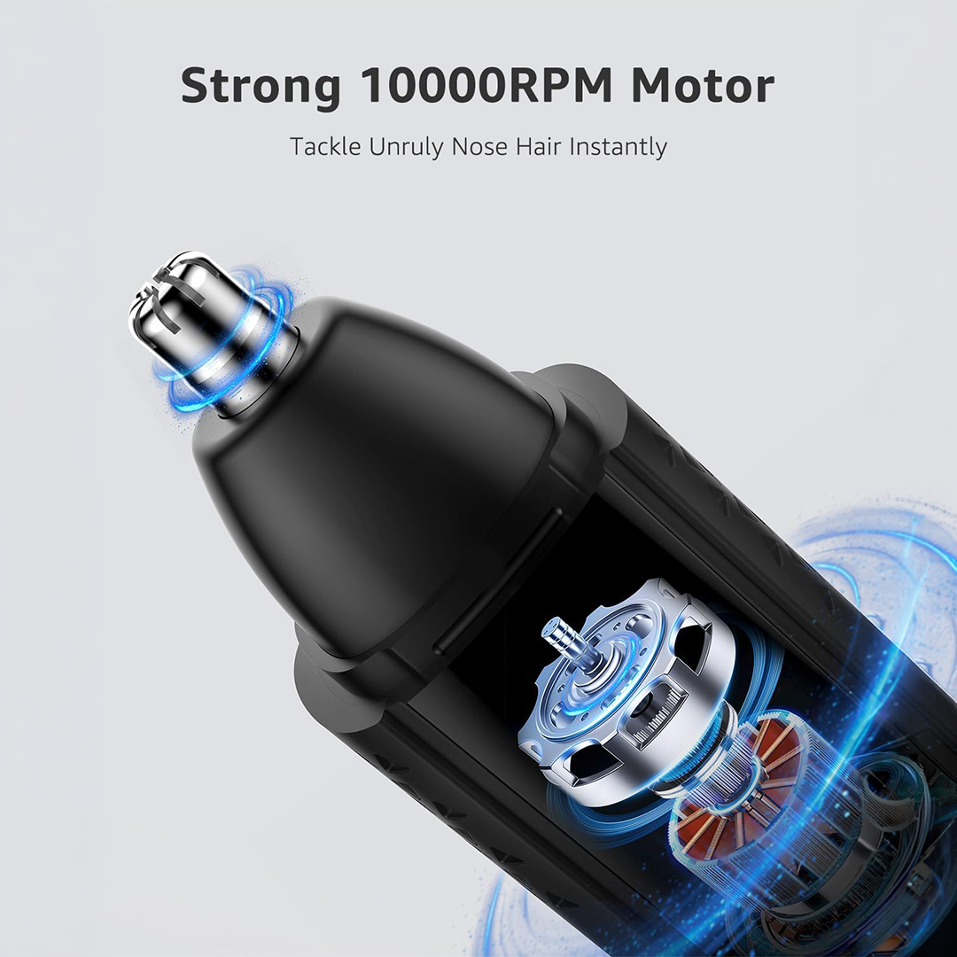 MANSPOT Electric Nose and Ear Hair Trimmer with Vacuum System 10000 RPM USB C Rechargeable