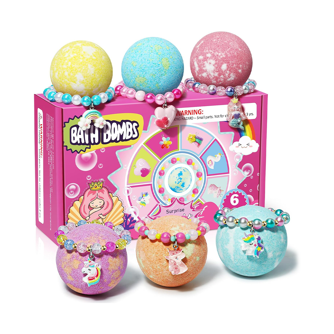 Unicorn Bath Bombs for Kids Surprise Bracelet Inside | Bubble Bath Toys & Birthday Gift for Girls Ages 48