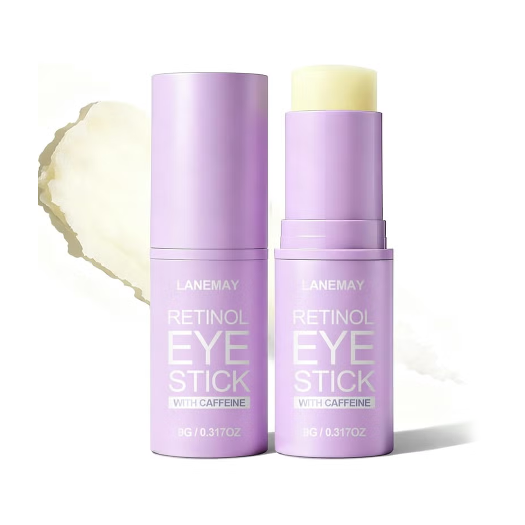 Retinol & Caffeine Eye Cream Stick 9g for Dark Circles Puffiness Eye Bags Peptides Avocado Oil Under Eye Brightening Treatment