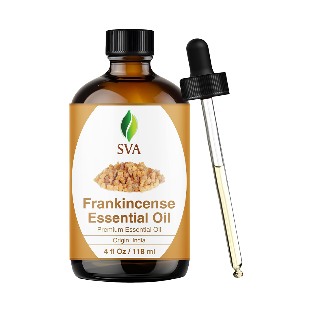 SVA Frankincense Essential Oil 4 fl oz 100% Pure Boswellia Serrata Oil with Dropper for Aromatherapy Skin Hair and Massage