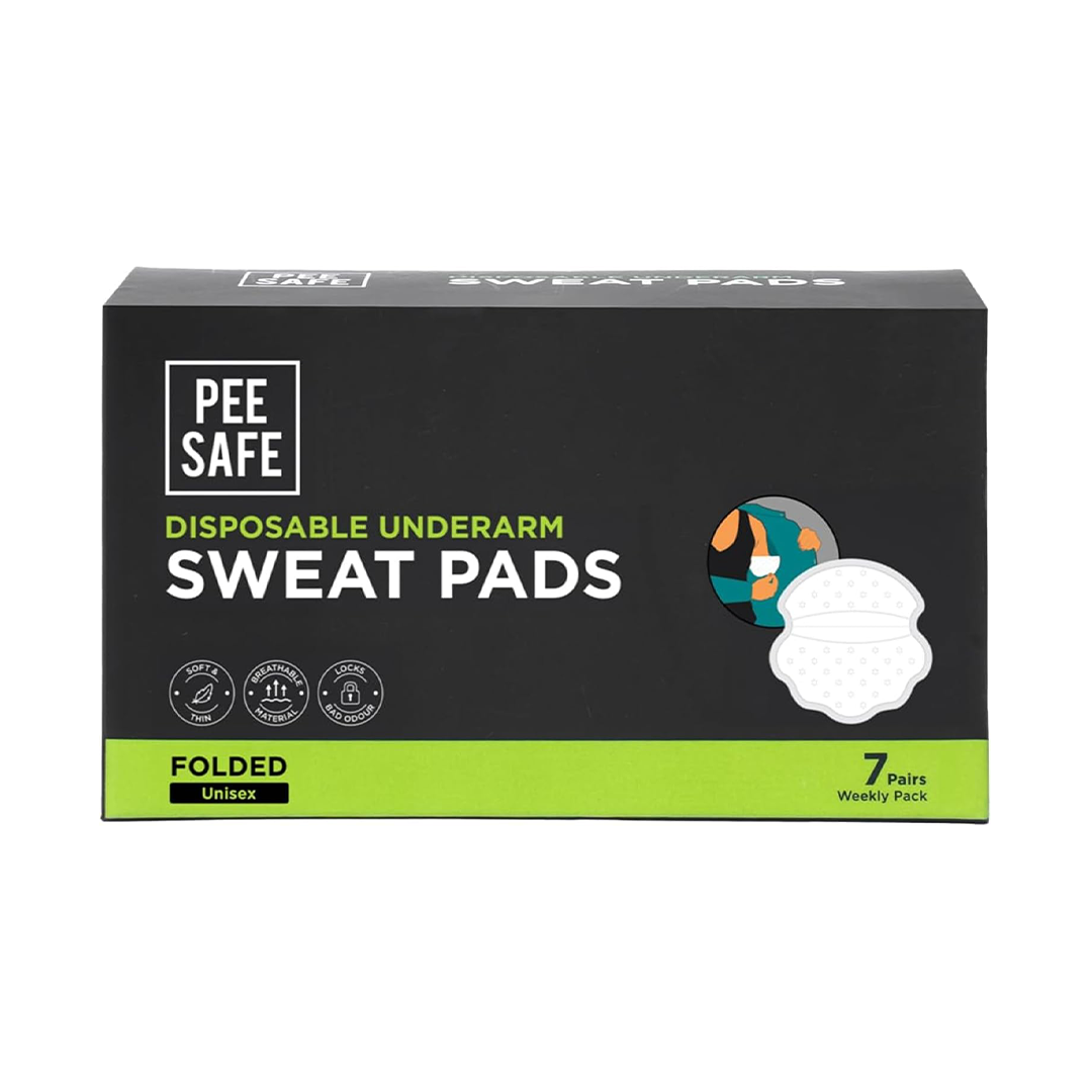 Pee Safe Sweat Pads Folded 14 Count Underarm Sweat Absorbent Pads for Odor and Stain Protection for Men and Women