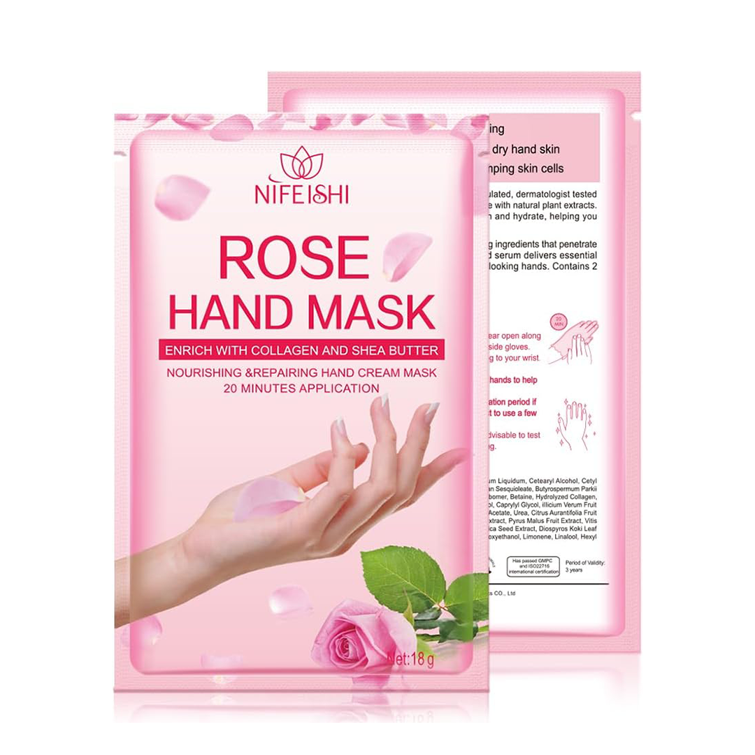 NIFEISHI Hand Moisturizing Mask 5 Pack Rose Hydrating Gloves for Dry Hands Repair and Softening Treatment for Men and Women