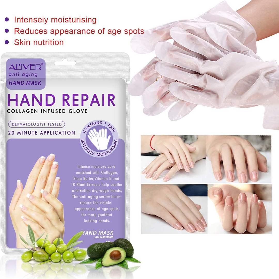Hand Exfoliating Moisturizing Gloves Mask 5 Packs Deep Repair Treatment for Dry Rough Skin Men and Women Hand Care