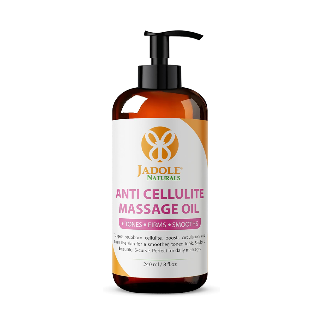Jadole Naturals Anti Cellulite Massage Oil 240ml Firming Toning Body Oil with Natural Ingredients and Aromatherapy