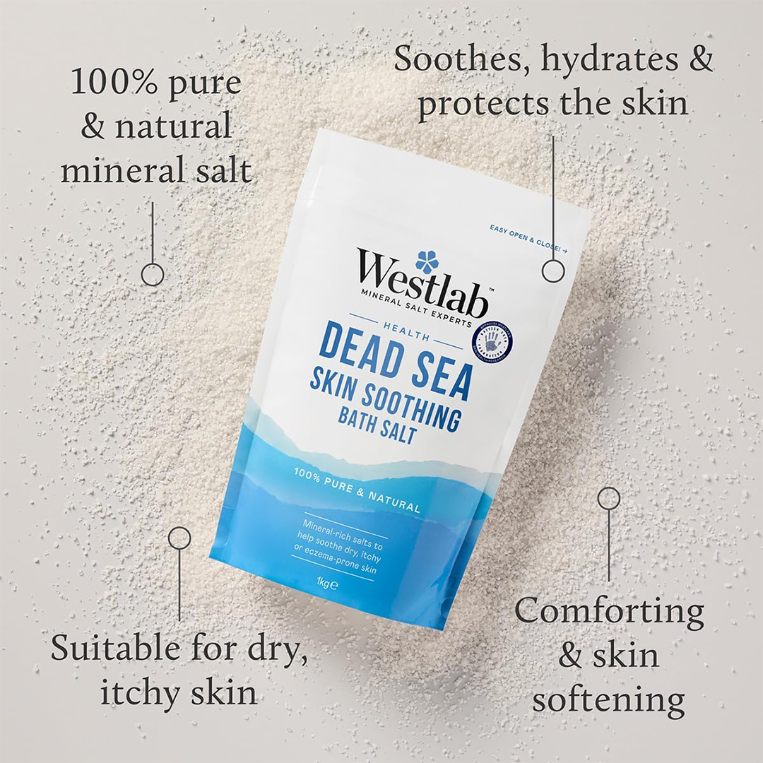 Westlab 100% Pure Dead Sea Salt 1kg Natural Bath Soak for Muscle Relief Relaxation and Skin Care