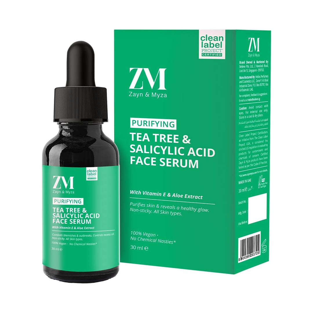 ZM Zayn & Myza Tea Tree Salicylic Acid Face Serum 30ml Acne Scar Treatment for Oily Skin Blemish Control and Glowing Skin