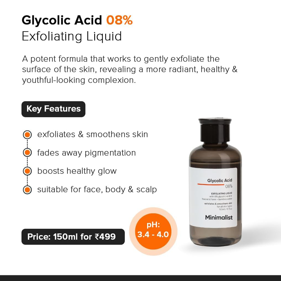 Minimalist 8% Glycolic Acid Exfoliating Toner 150ml