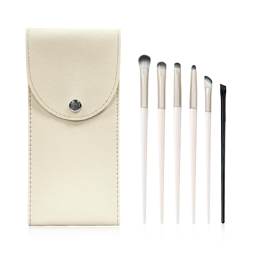 BOROLA 6 Pcs Eye Makeup Brush Set with Snap On Case