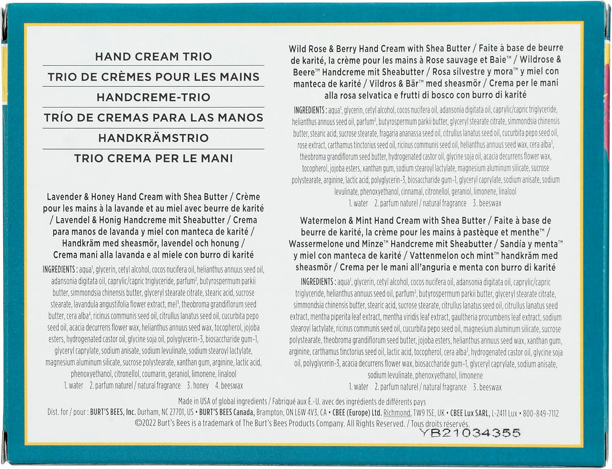 Burt’s Bees Hand Cream Trio Gift Set | 3 x 1 oz Hand Creams