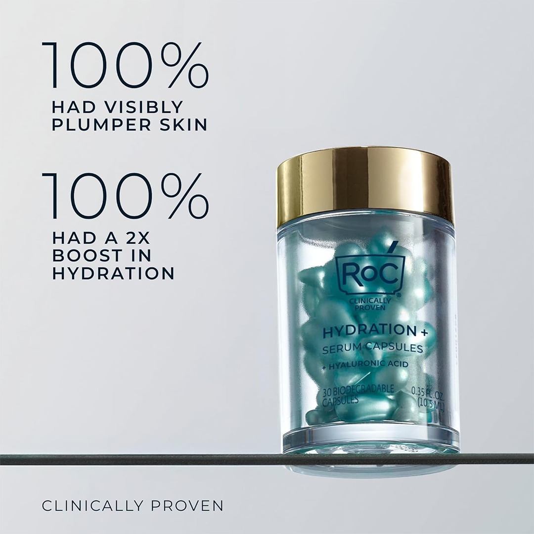 RoC Multi Correxion Hyaluronic Acid & Retinol Capsules Anti-Aging Skincare Set Hydrating & Wrinkle-Reducing Face Capsules for Smoother, Firmer-Looking Skin