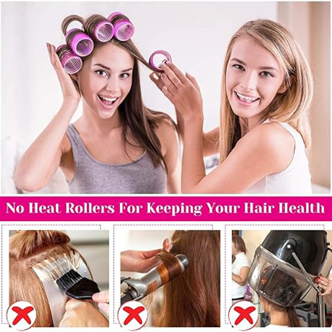 Cludoo 36 Pcs Heatless Hair Rollers Set With 24 Self Grip Curlers And 12 Stainless Steel Duckbill Clips For Curls Waves And Hair Volume black color