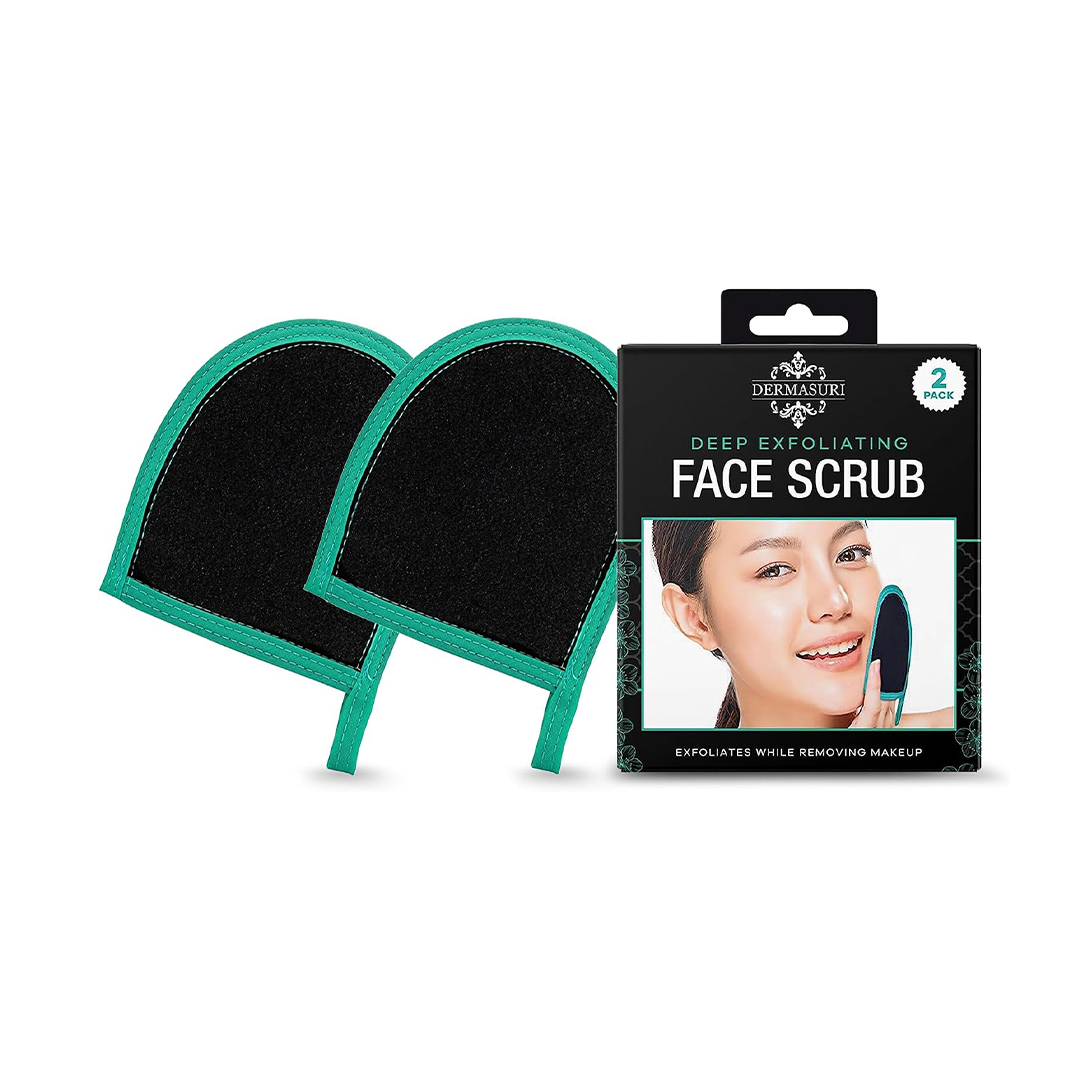 Dermasuri Deep Exfoliating Face Mitt – Dead Skin Remover for Face (2 Pack)