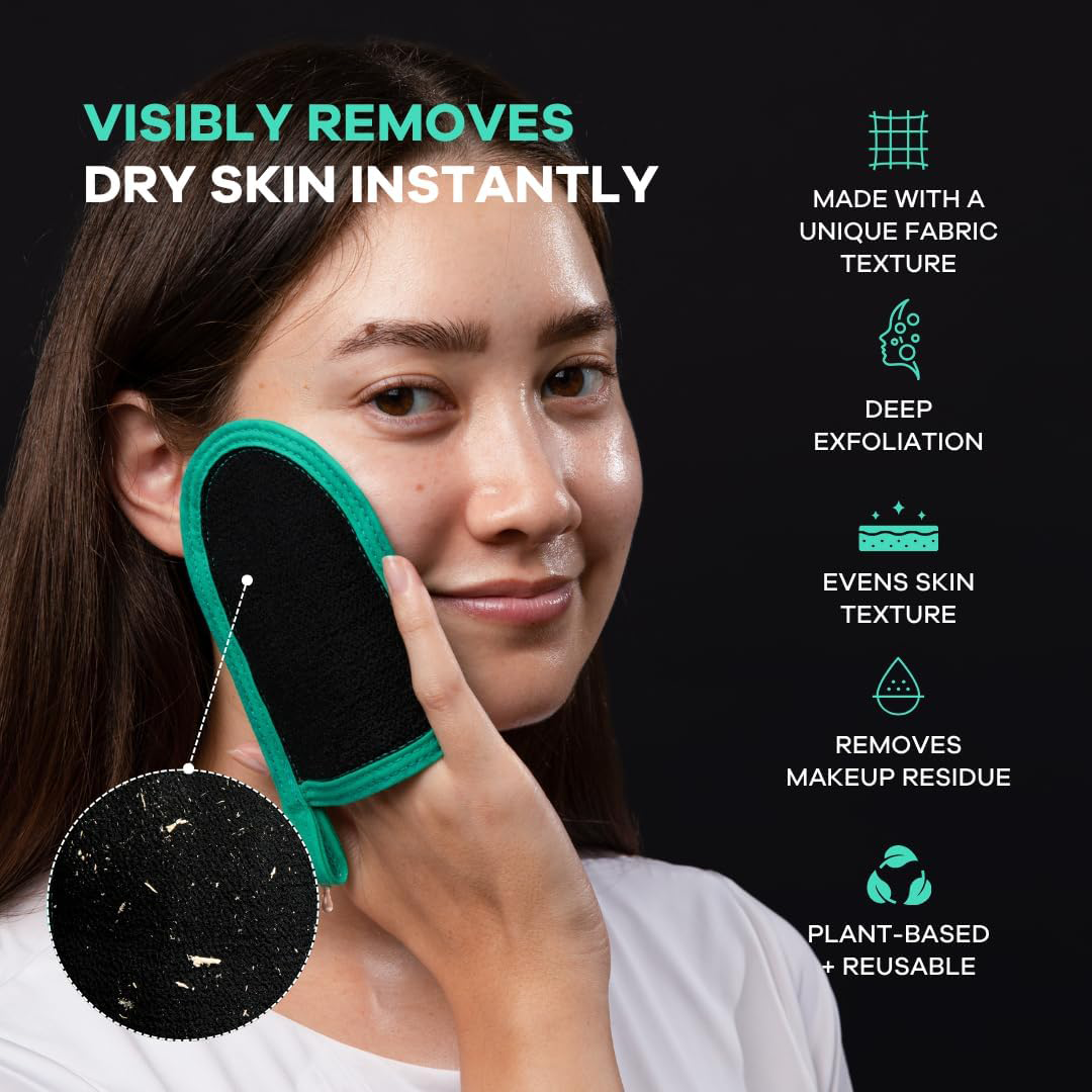 Dermasuri Deep Exfoliating Face Mitt – Dead Skin Remover for Face (2 Pack)