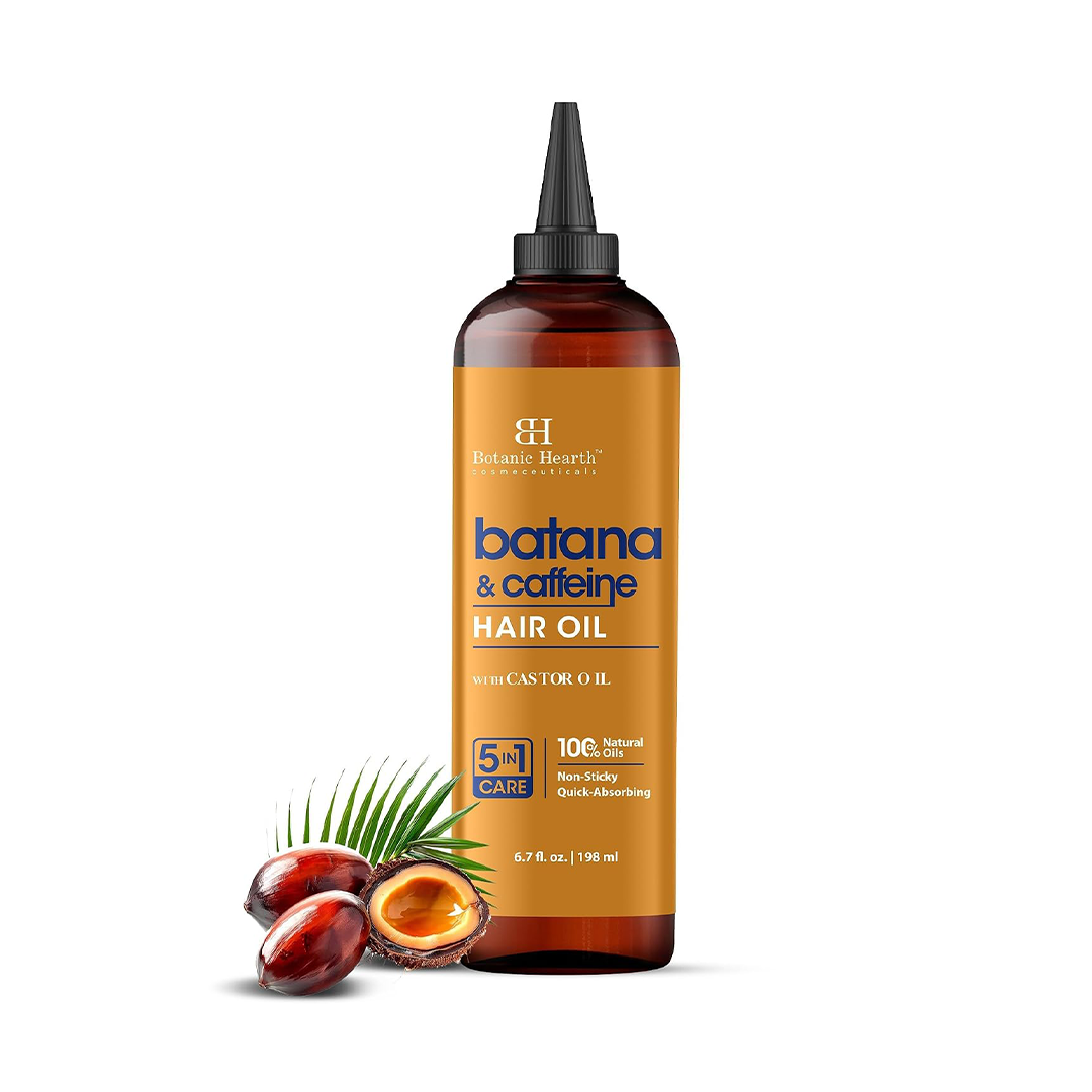 Botanic Hearth Batana & Caffeine Hair Oil with Castor Oil 5-in-1 Natural Hair & Scalp Oil for Growth, Strength & Shine, 198ml