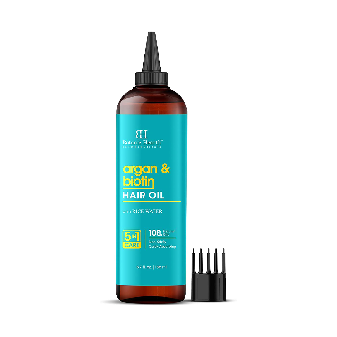 Botanic Hearth 100% Pure Argan & Biotin Hair Oil – 6.7 fl oz (198ml)