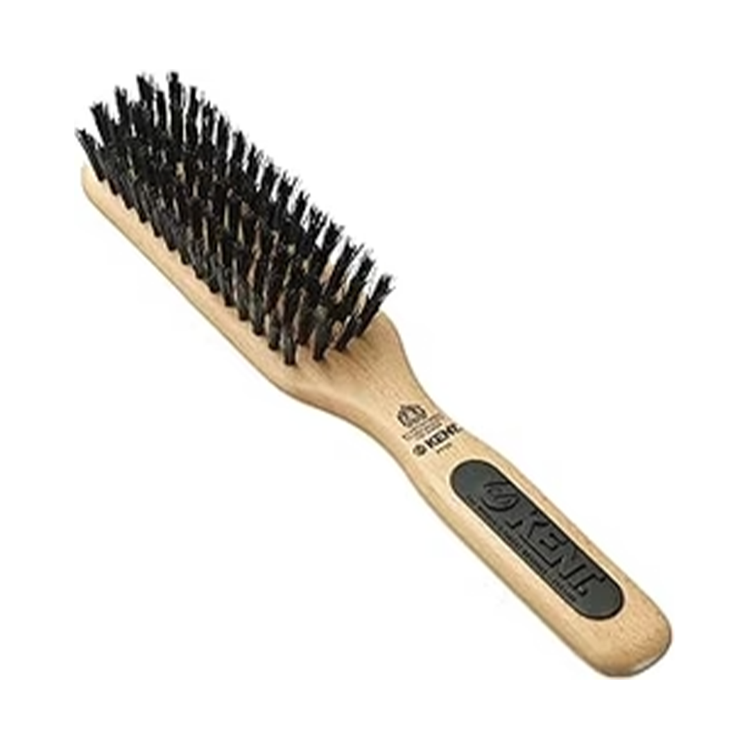 Kent PF06 Wooden Hair Brush Beechwood Paddle Brush with Rubber Grip for Fine to Medium Hair, Gentle Detangling & Everyday Styling
