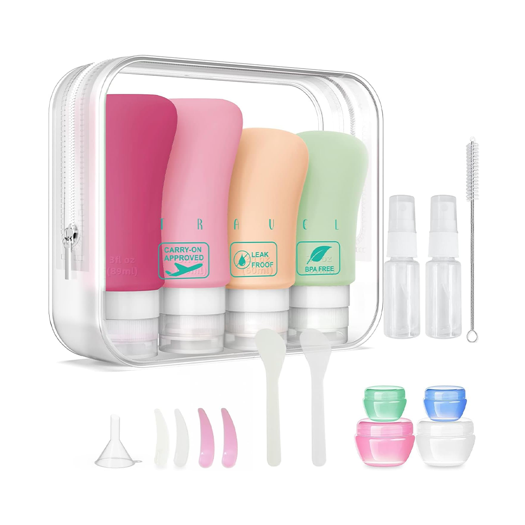 Travel Toiletry Bottles Set Leakproof TSA Approved Refillable Travel Containers with Accessories