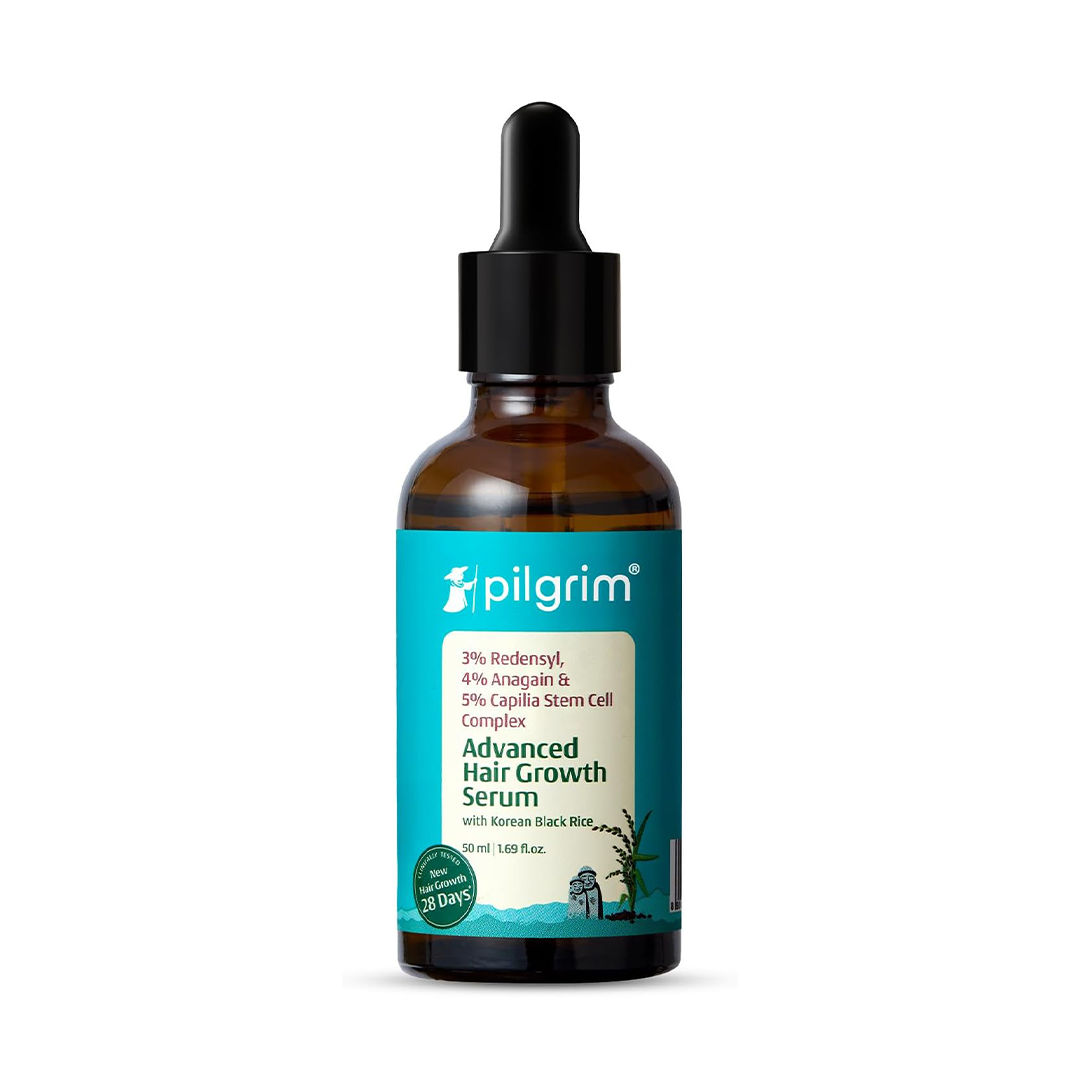 Pilgrim Advanced Hair Growth Serum 100ml Redensyl 3%, Anagain 4% & Baicapil Scalp Serum with Korean Black Rice