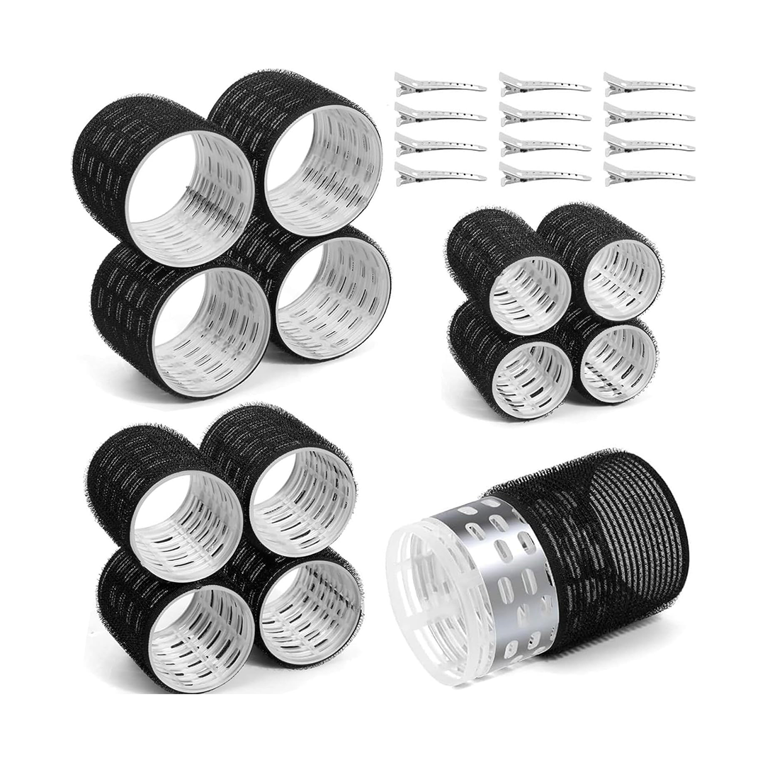 Premify 24 Pcs Thermal Rollers & Clips - Self Holding Hair Curlers Set for Volume, Curls & Salon Styling