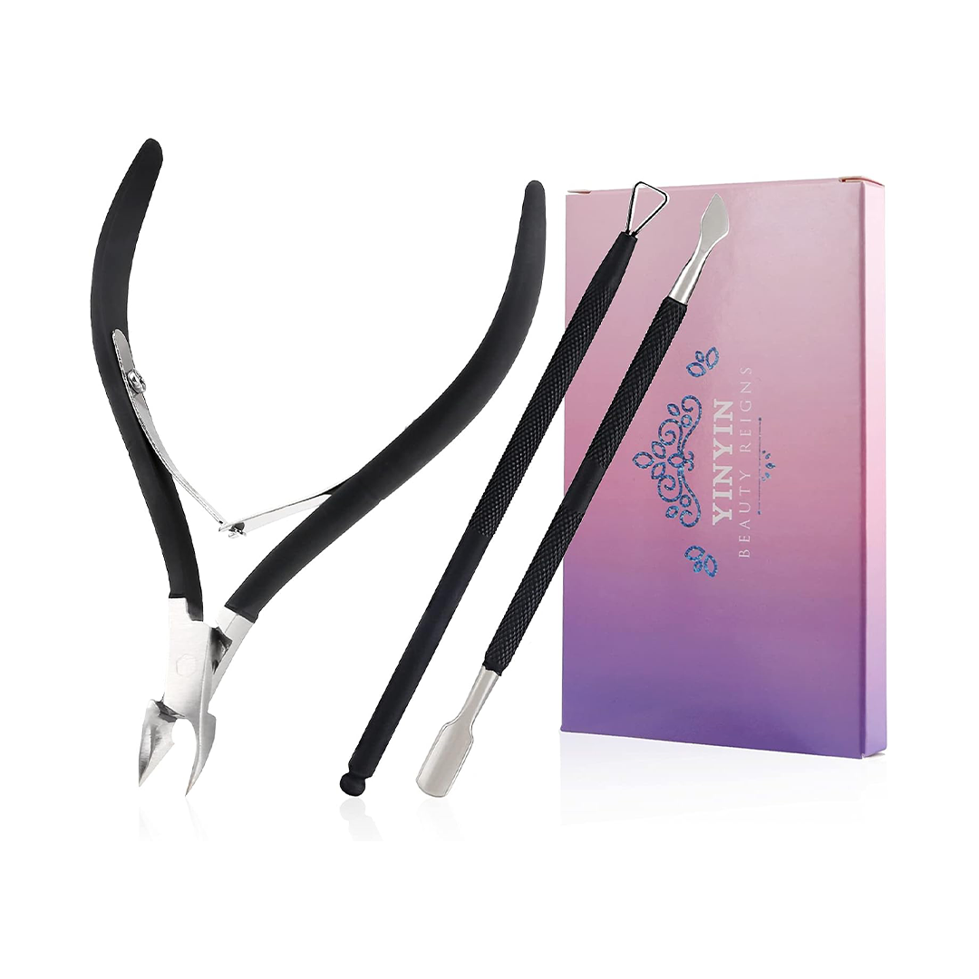 YINYIN Professional Cuticle Trimmer Set – Stainless Steel Cuticle Nipper with Cuticle Pusher & Cutter