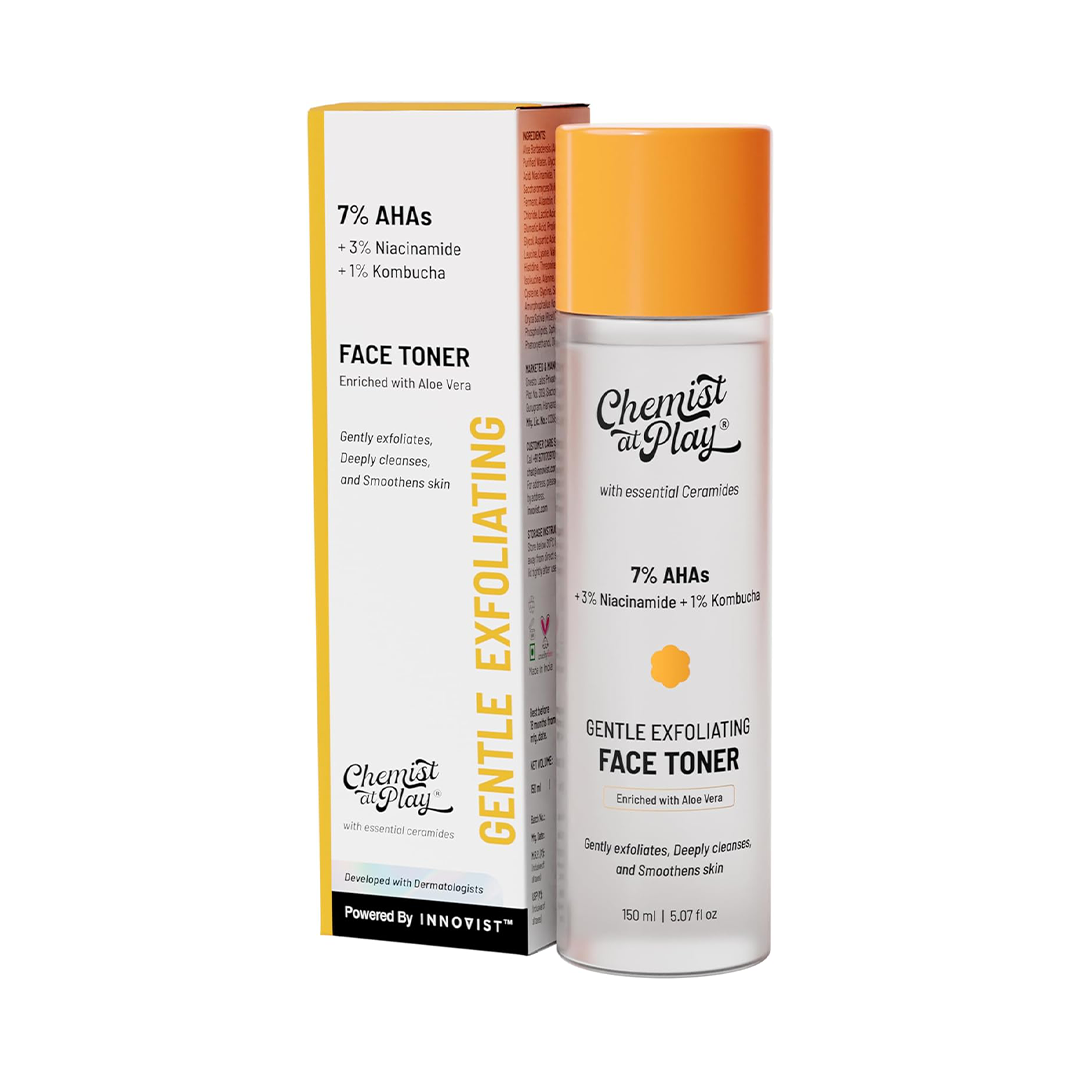 Chemist At Play Gentle Exfoliating Face Toner with Seven Percent AHA Three Percent Niacinamide One Percent Kombucha and Aloe Vera 150ml